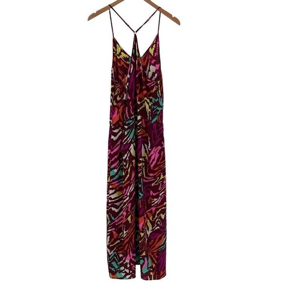 Amanda Uprichard 100% Silk Sleeveless Maxi Dress Animal Print Large Multi Color - Picture 4 of 8